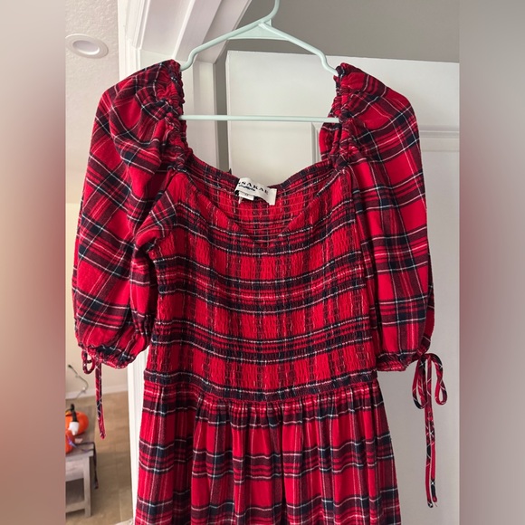 JessaKae Clara Red Plaid 3-tiered Smocked Midi Dress - Picture 6 of 9